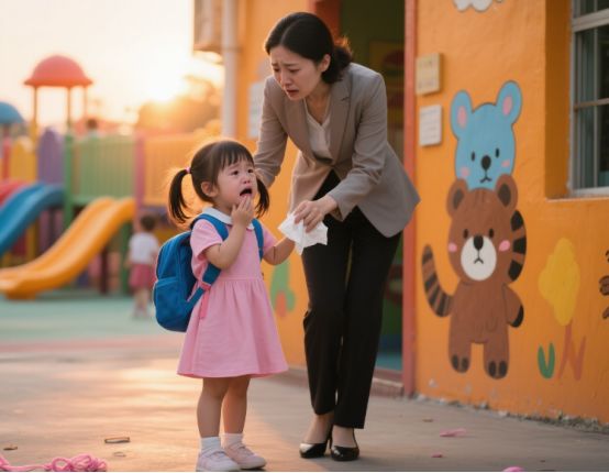 3岁女童放学就干呕哭着说老师给甜甜的医生检查后：快报警(图1)